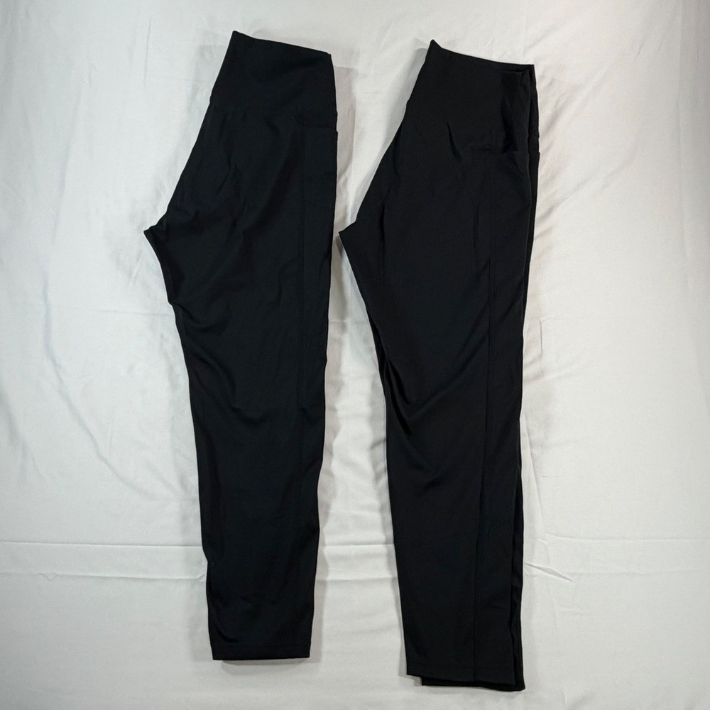 Danskin Womens Black High Waisted Active Leggings with Pockets XL Style Lot of 2